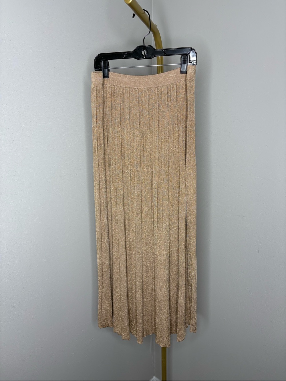 Zimmermann Shimmer Pleated Maxi Skirt in Champagne Gold - Picture 2 of 4
